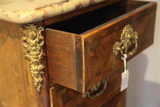 Late 19th / early 20th century French marble top and ormolu mounted parquetry rosewood chest 6 drawer(-)